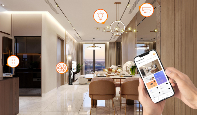 Hệ thống FPT Smart Home cho phép điều khiển các thiết bị thông qua điện thoại. Ảnh: FPT Smart Home